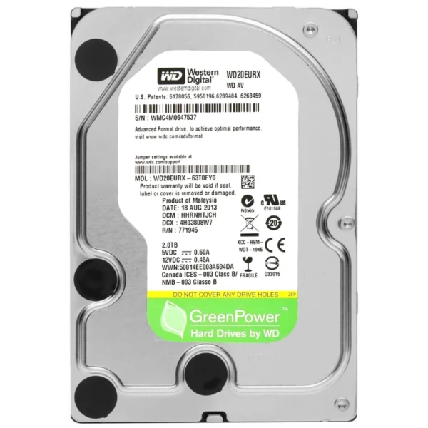 HD Western Digital 2TB WD Green 3.5 SATA 3 - 6Gb/s WD20EURX | WD Verde