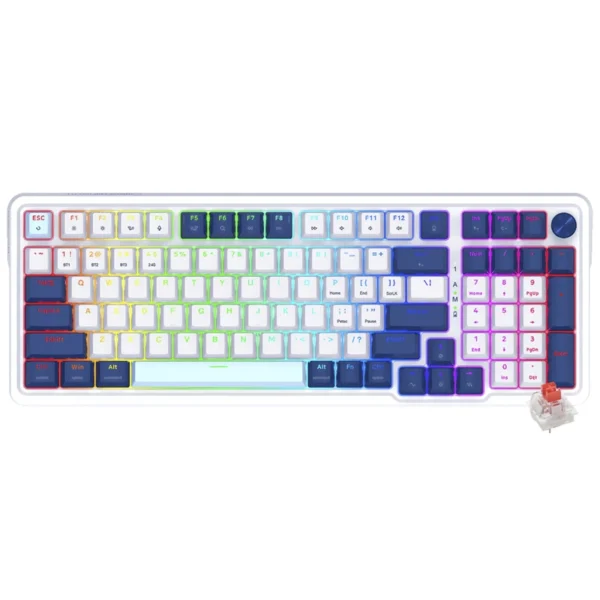 Teclado Gamer Mecânico Redragon K686WB-RGB-PRO Eisa Wireless RGB RED Inglês - Branco Azul