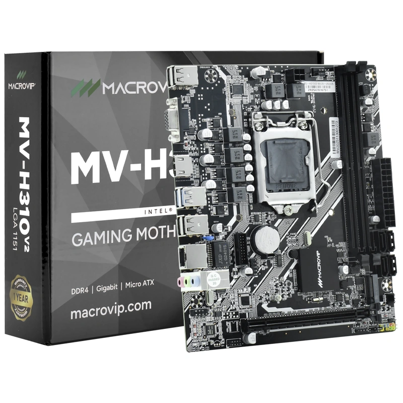 Placa Mãe Macrovip MV-H310V2 Socket LGA 1151 VGA DDR4 Intel H310C Micro ATX | 4 x SATA 3.0
