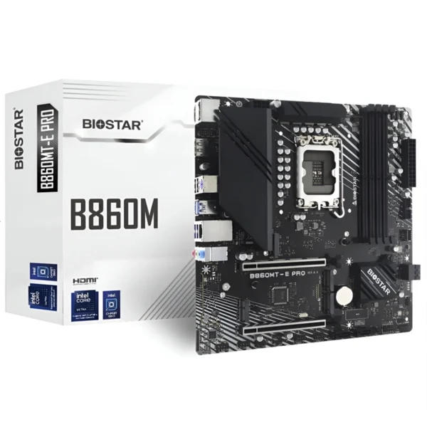 Placa Mãe Biostar B860MT-E Pro Socket LGA 1851 DDR5 Intel B860 Micro ATX