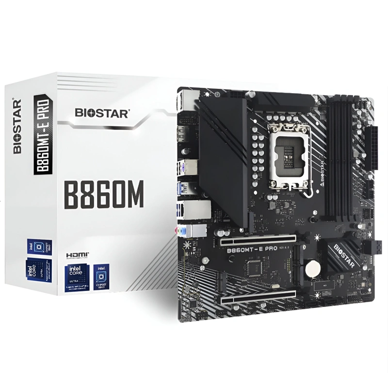 Placa Mãe Biostar B860MT-E Pro Socket LGA 1851 DDR5 Intel B860 Micro ATX