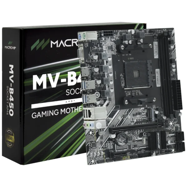 Placa Mãe Macrovip MV-B450 Socket AM4 VGA DDR4 AMD B450 Micro ATX | 4 SATA 3.0