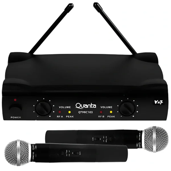 Microfone Quanta QTMIC103 Sem Fio - Preto Wireless