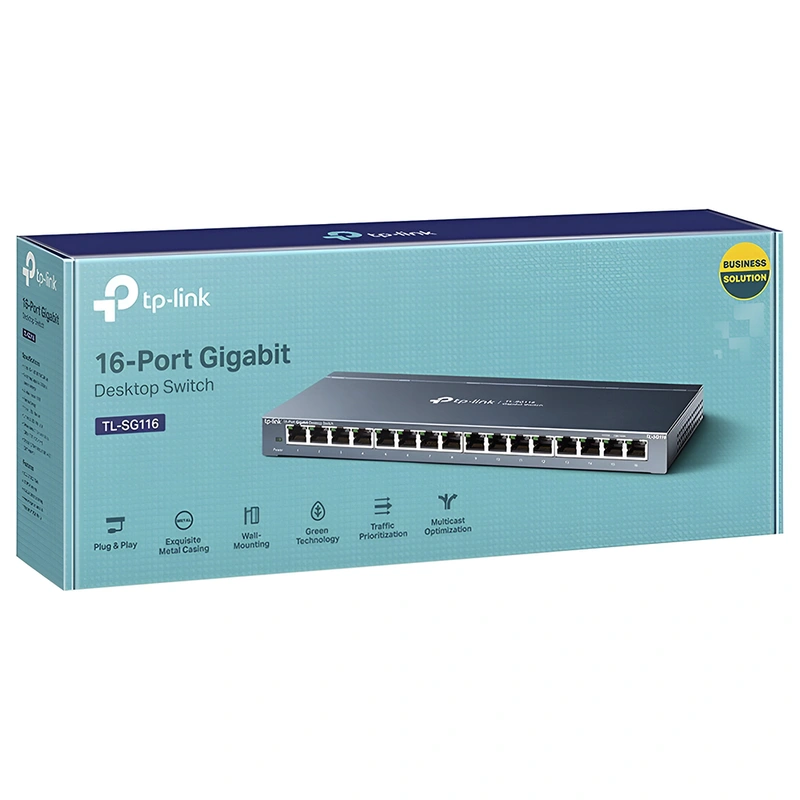 Hub Switch TP-Link TL-SG116 16 Portas - 101001000Mbps | 16 RJ-45 - Imagem 3