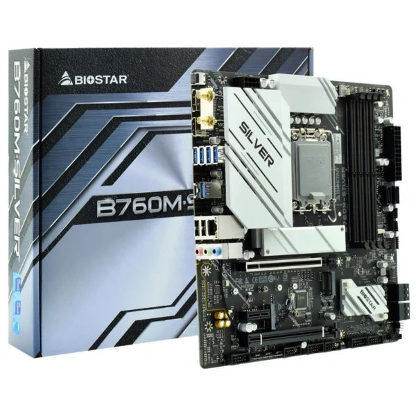 Placa Mãe Biostar B760M-SILVER Socket LGA 1700 DDR5 Intel B760 Micro ATX | B760M-Prata