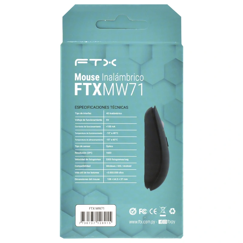 Mouse FTX MW71 Wireless - Preto USB Receiver 2.4GHz | FTXMW71 - Imagem 3