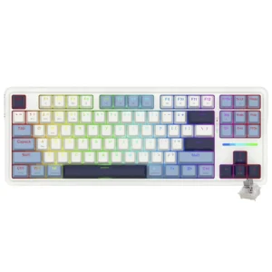 Teclado Gamer Mecânico Redragon K728WBB-RGB-PRO Antonium Pro Wireless RGB Inglês - Branco
