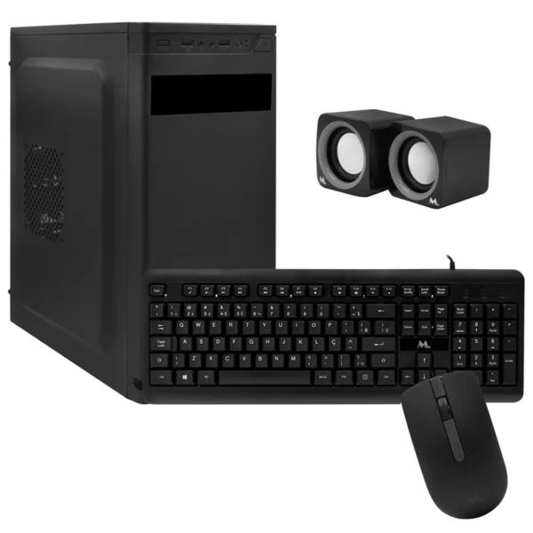 Gabinete Kit Mtek DK01 Fonte 500W Speaker Mouse Teclado Português - Preto