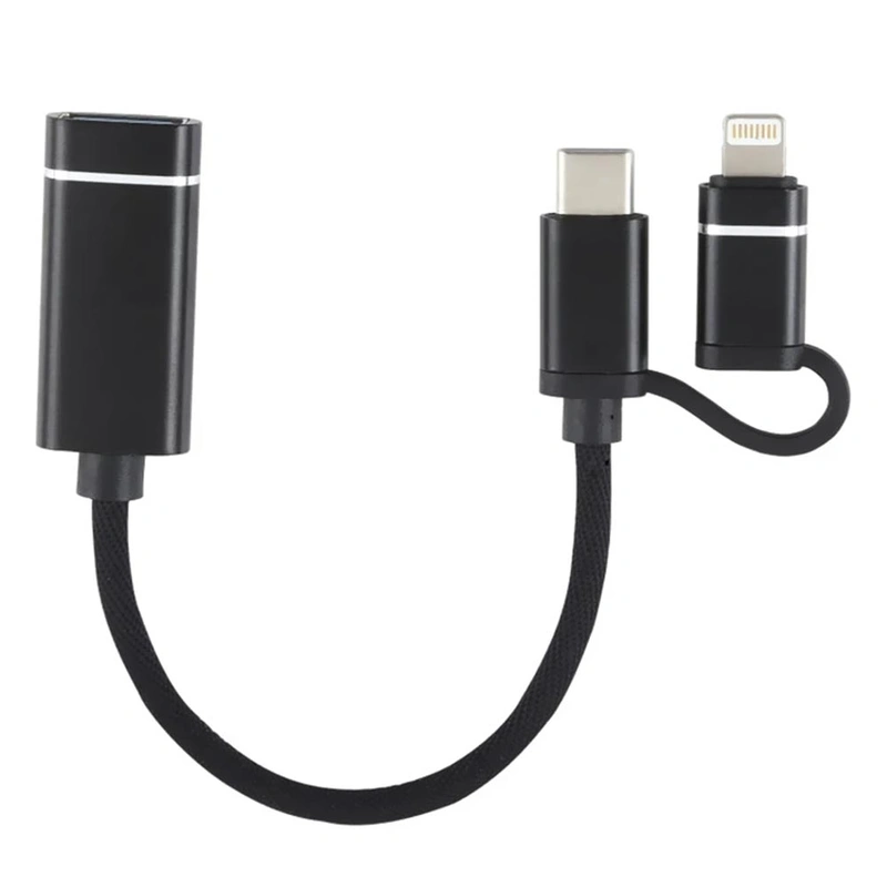 Cabo Adaptador USB 3.0 Fêmea para USB-C Macho Lightning Preto - Imagem 2
