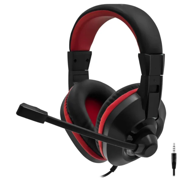 Fone Gamer Satellite AE-263 Com Fio - Preto Vermelho Analógico de 3.5 mm