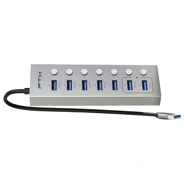 Hub USB 3.0 FTX CT-HUBU7-AG 7 Portas 7 USB 3.0 USB-C Fêmea - Cinza