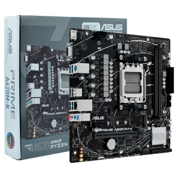 Placa Mãe ASUS Prime A620M-K Socket AM5 VGA DDR5 AMD A620 Micro ATX