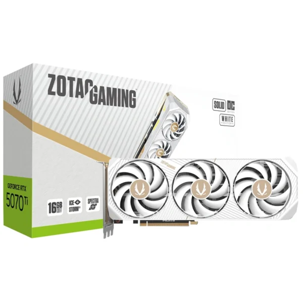 Placa Vídeo Zotac Gaming Solid Core OC White ED 16GB GeForce RTX5070TI GDDR7