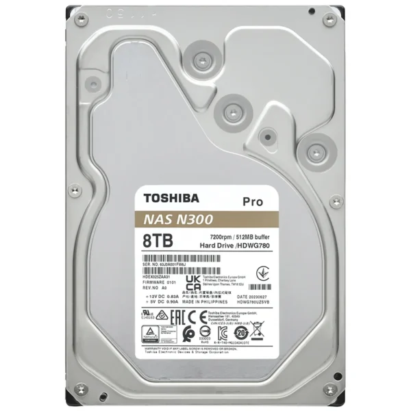 HD Toshiba 8TB N300 Pro Nas 3.5 SATA 6.0 Gbit/s HDWG780XZSTB