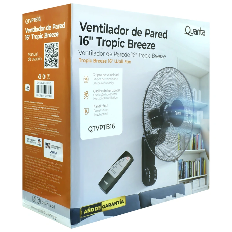 Ventilador de Parede Quanta QTVPTB16 16 Preto | 60W - Imagem 3