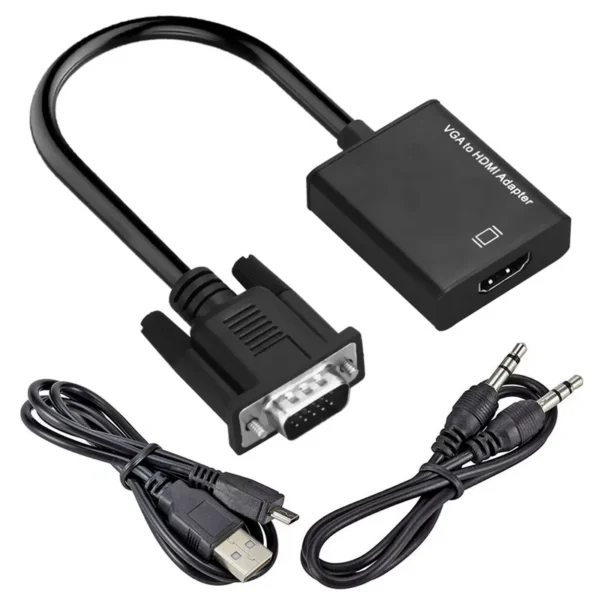 Cabo Adaptador Conversor VGA Macho para HDMI Fêmea Áudio HLD Adaptador VGA para HDMI