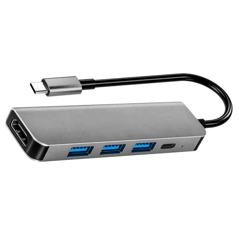 Hub USB-C 3.1 Satellite A-HUBC58 5 Portas HDMI 3 USB 3.0 USB-C Fêmea - Cinza - Imagem 3