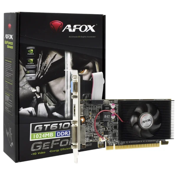 Placa de Vídeo AFOX 1GB GeForce GT610 DDR3 - AF610-1024D3L7-V5 Base: 810MHz | 2560 x 1600
