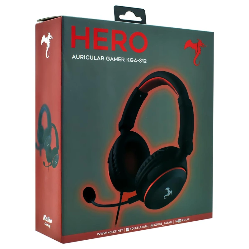 Fone Gamer Kolke KGA-312 Hero Com Fio - Preto Vermelho Analógico de 3.5 mm - Imagem 3