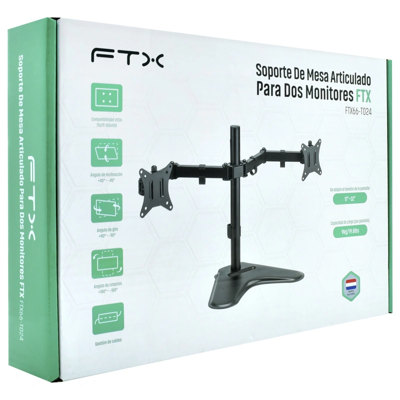 Suporte de Monitor FTX FTX66-T024 17 VESA: 75 x 75 / 100 x 100 Tela 17" | Preto - Imagem 3