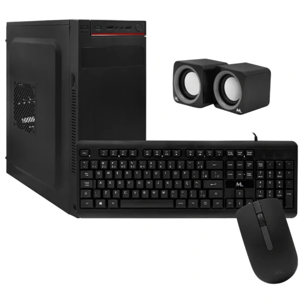 Gabinete Kit Mtek DK03 Fonte 500W Speaker Mouse Teclado Português - Preto