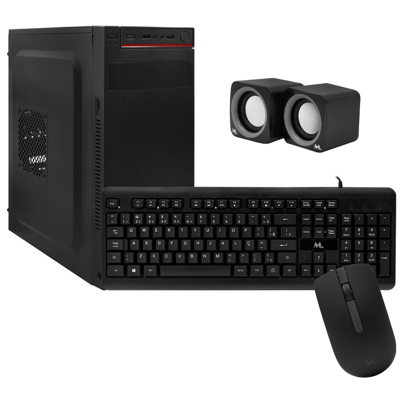 Gabinete Kit Mtek DK03 Fonte 500W Speaker Mouse Teclado Português - Preto