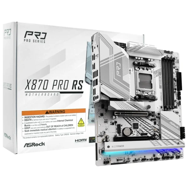 Placa Mãe ASRock X870 Pro RS Socket AM5 DDR5 AMD X870 4 Slots DIMMs DDR5