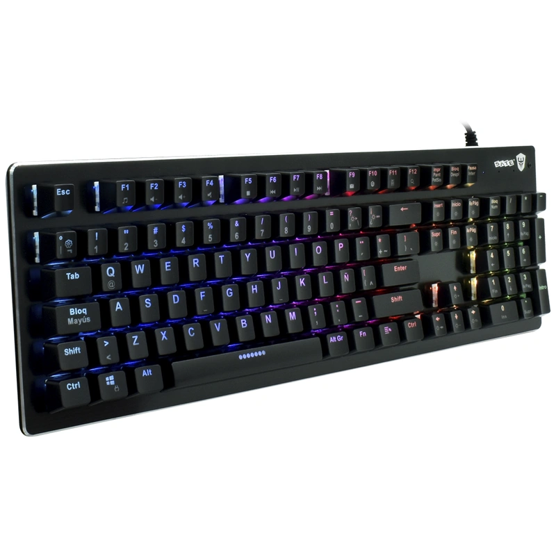 Teclado Gamer Mecânico Satellite GK-302 USB RGB Blue Espanhol - Preto Com fio - Imagem 2