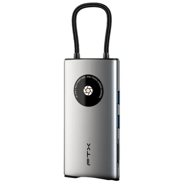 Hub USB-C FTX CT-HUBL3-AG 8 Portas HDMI 2 USB 3.0 USB 2.0 RJ45 SD TF USB-C Fêmea - Cinza