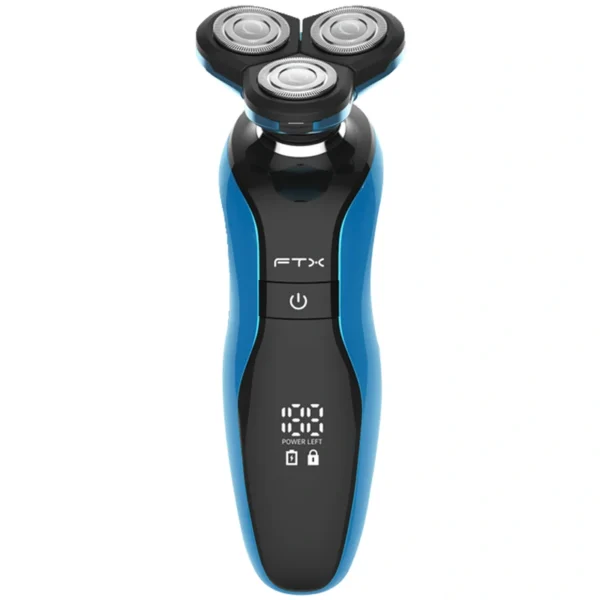 Barbeador FTX ESH-300 Recarregável - Preto Azul (Kit 12 em 1) USB-C