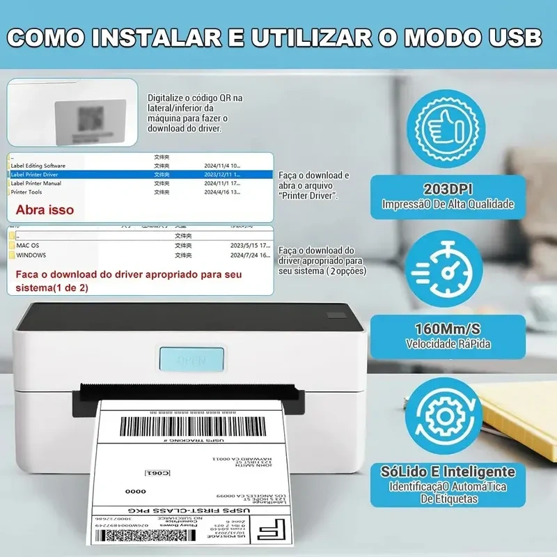 Impressora Térmica Etiquetas Adesivas Portátil Com Bluetooth - Imagem 3